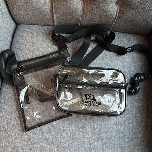2 Clear plastic zippered sports bags